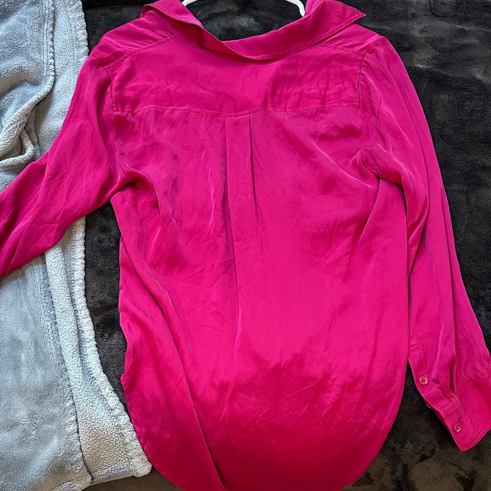 Quince Fuchsia Washable Silk Button-Down Shirt - Picture 5 of 6